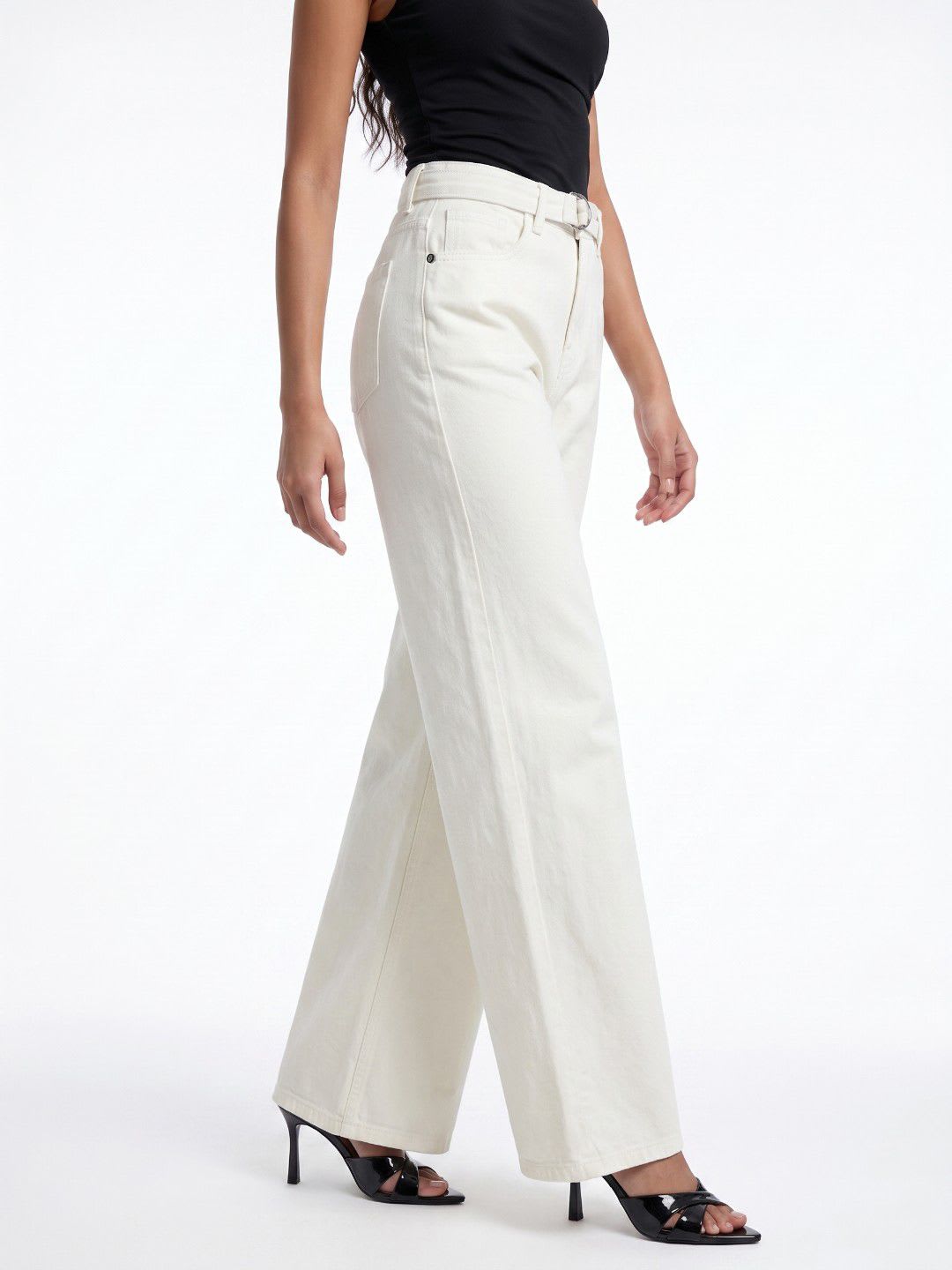 glitchez Women Wide Leg Mid-Rise Jeans - default view