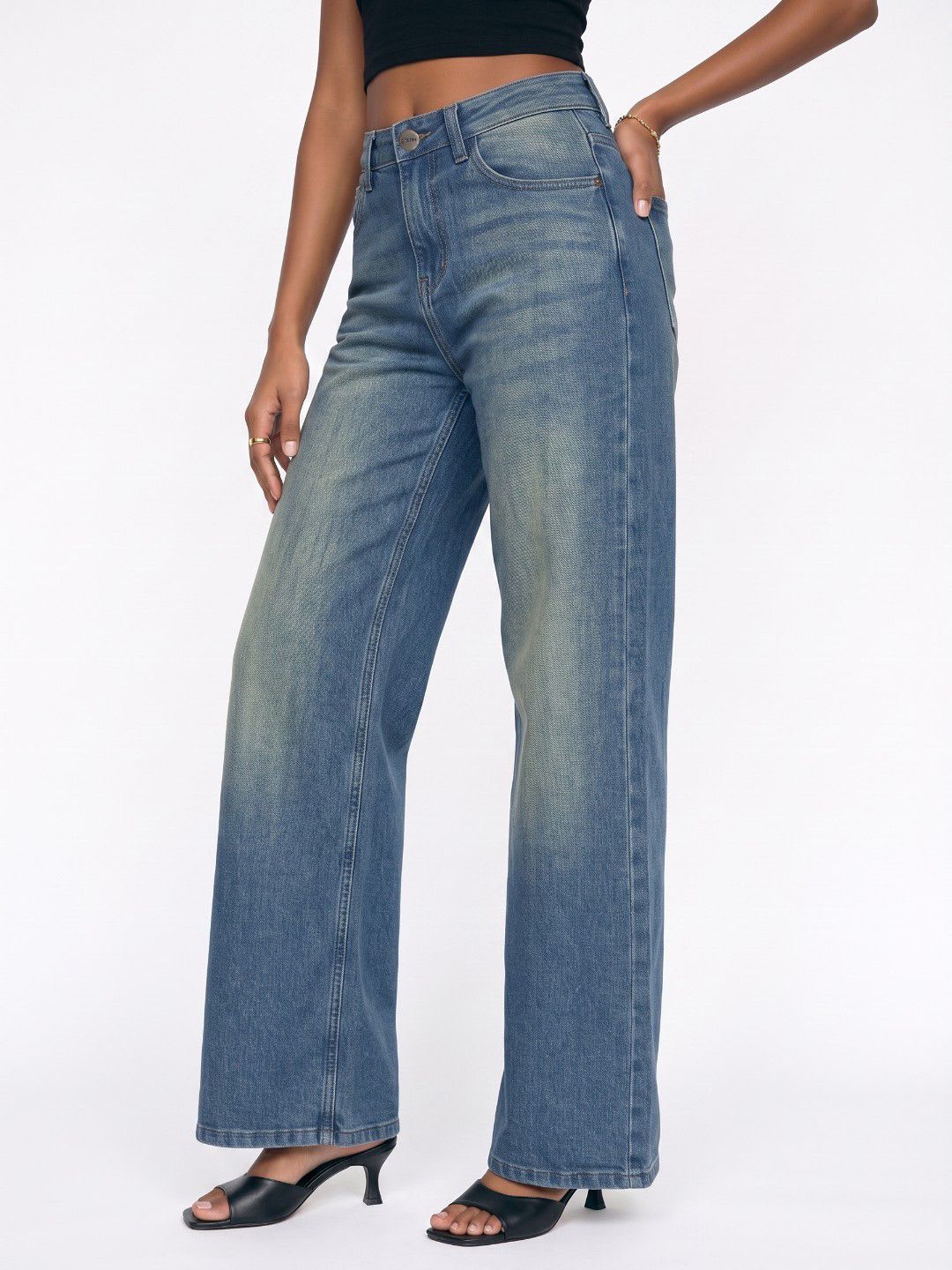 glitchez Women Regular Fit High-Rise Light Fade Stretchable Jeans - default view