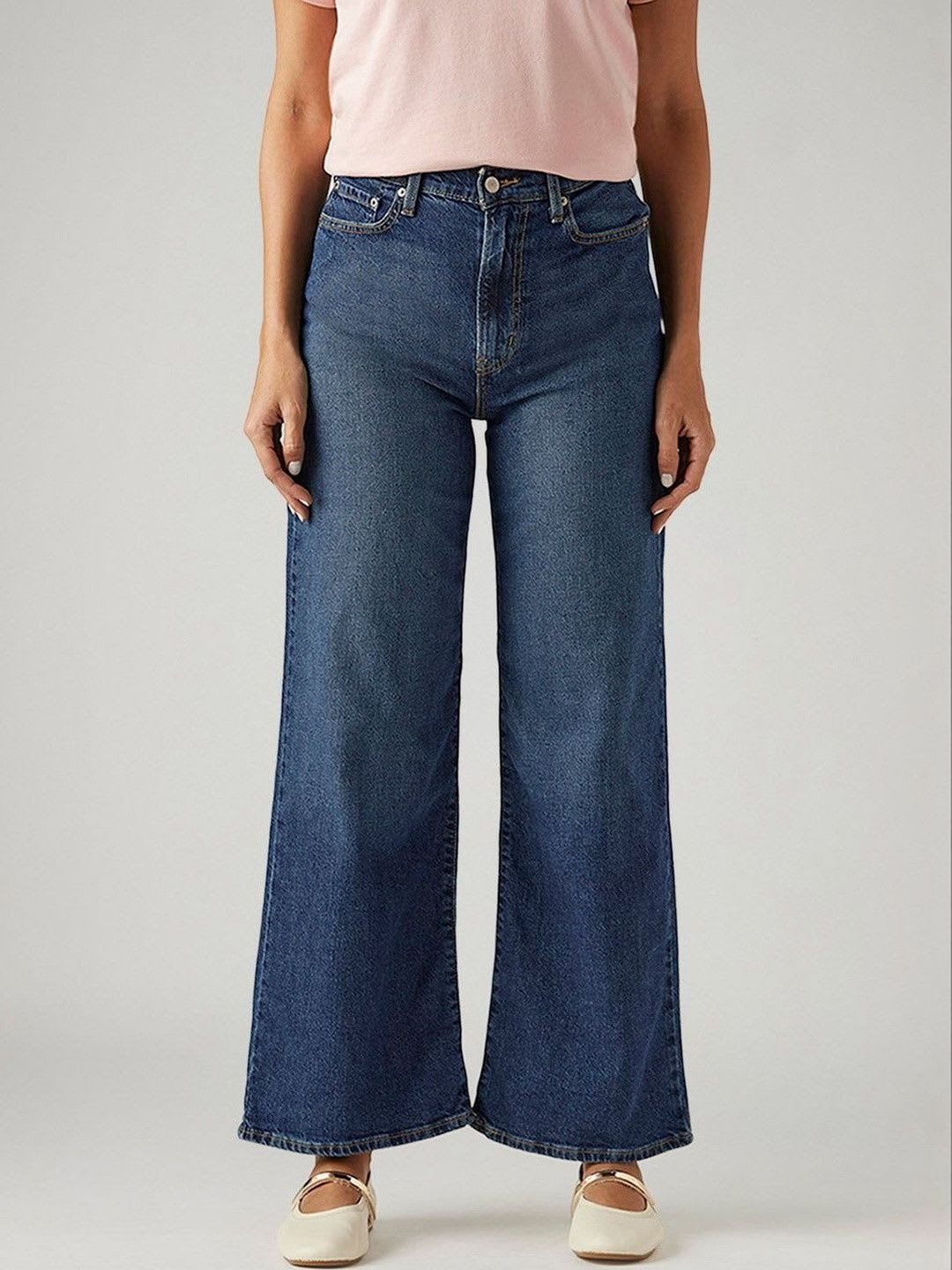 Levis Women's Blue Ribcage Wide Leg Fit High Rise Jeans - default view