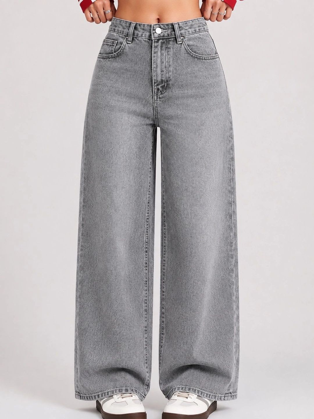 KASHIAN Women Loose Wide Leg High-Rise Heavy Fade Jeans - default view
