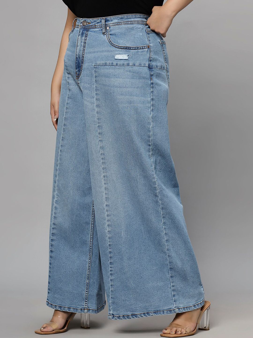 Turning Blue Women Plus Size Extra Wide Jeans - back view