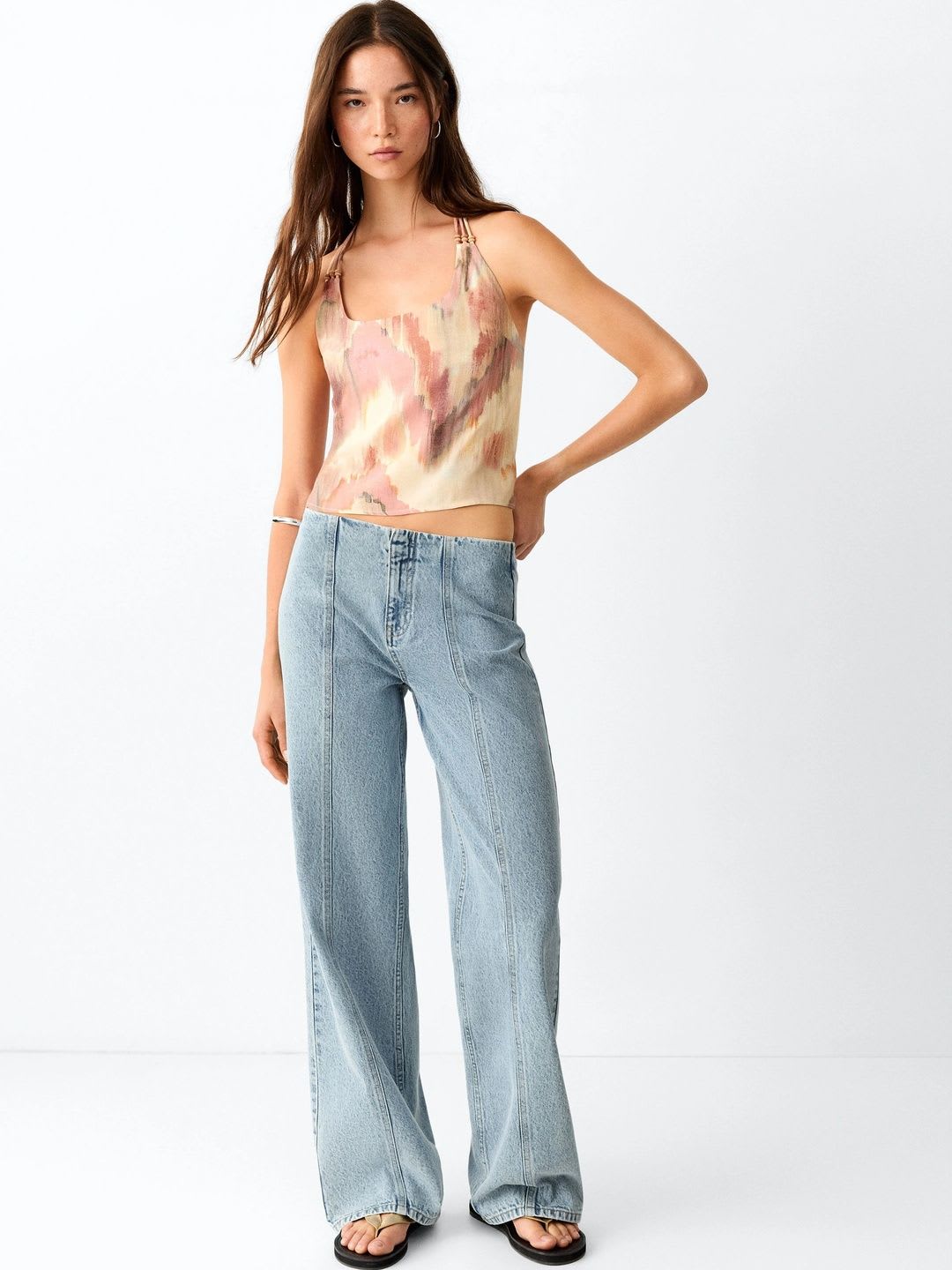 MANGO MNG Women Wide Leg Panelled Jeans - default view