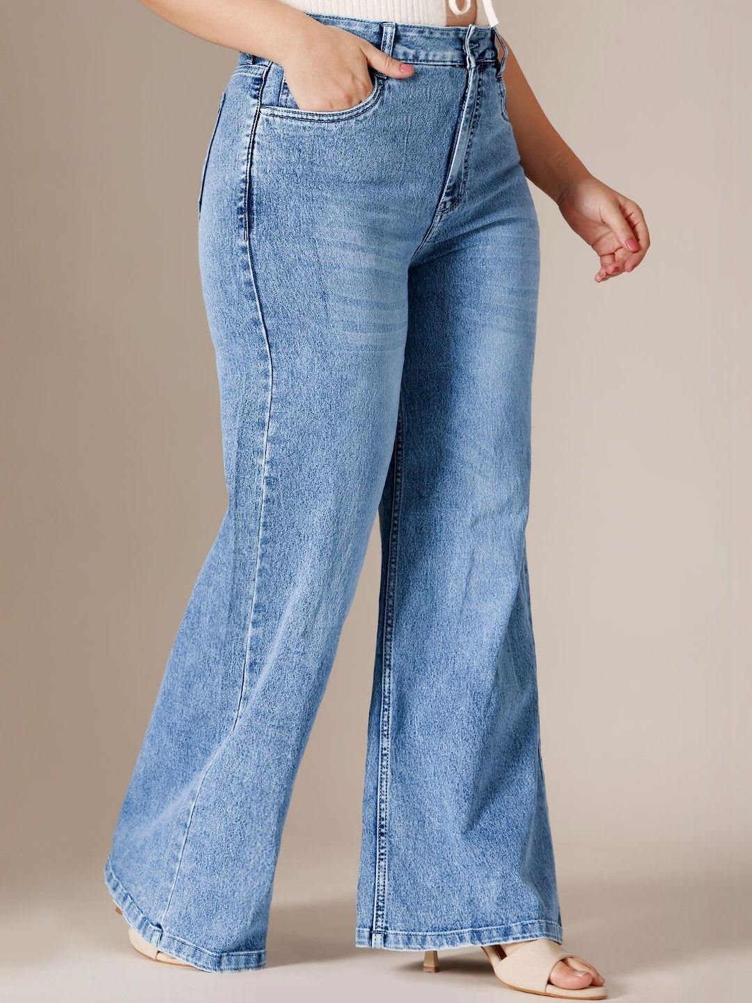 Miss Chase A+ Plus Size Women Wide-Leg High Rise Regular Length Stretchable Denim Jeans - right view