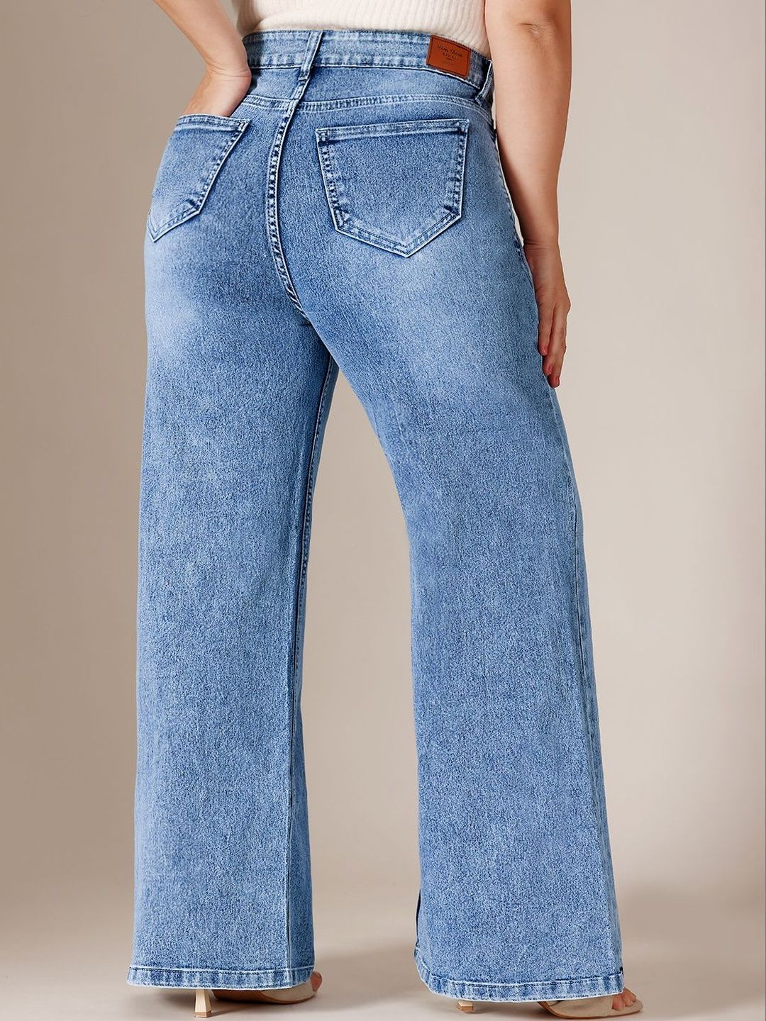 Miss Chase A+ Plus Size Women Wide-Leg High Rise Regular Length Stretchable Denim Jeans - left view