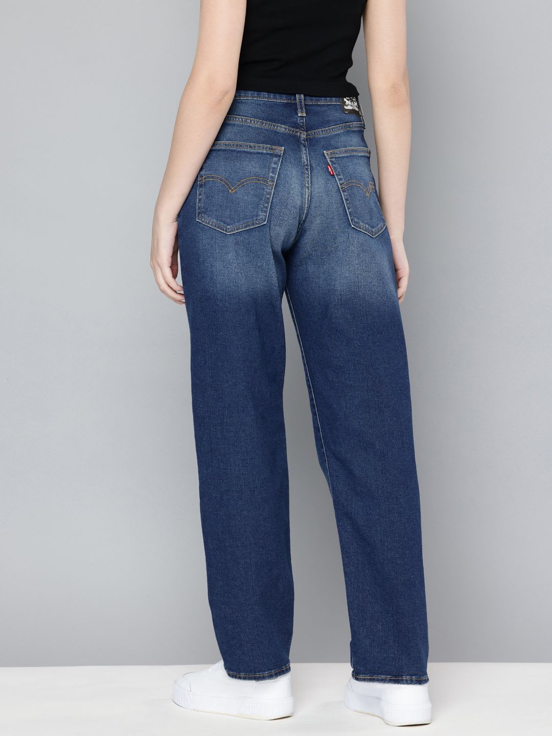 Levis Women 94 Baggy Mid-Rise Light Fade Stretchable Jeans - back view