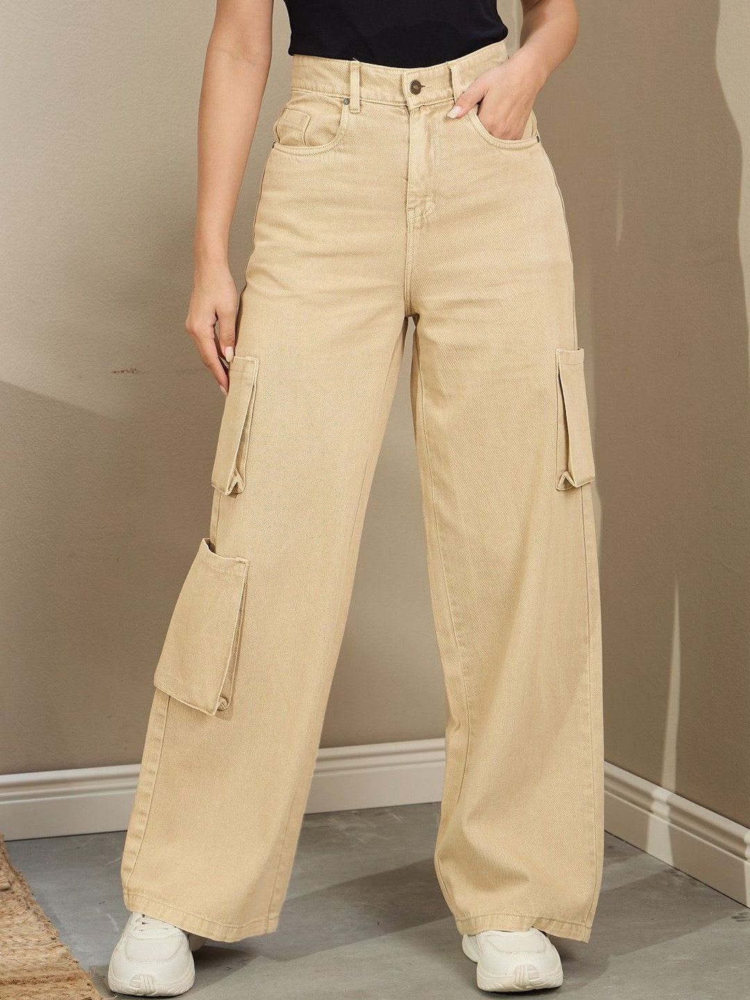 SASSAFRAS Women Comfort Straight Fit Cargo Jeans - default view