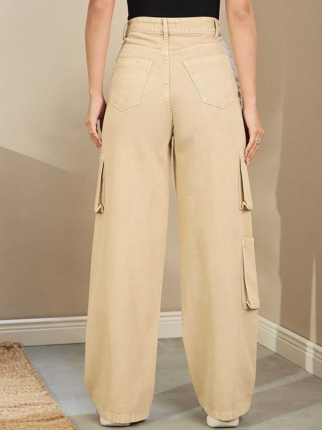 SASSAFRAS Women Comfort Straight Fit Cargo Jeans - back view