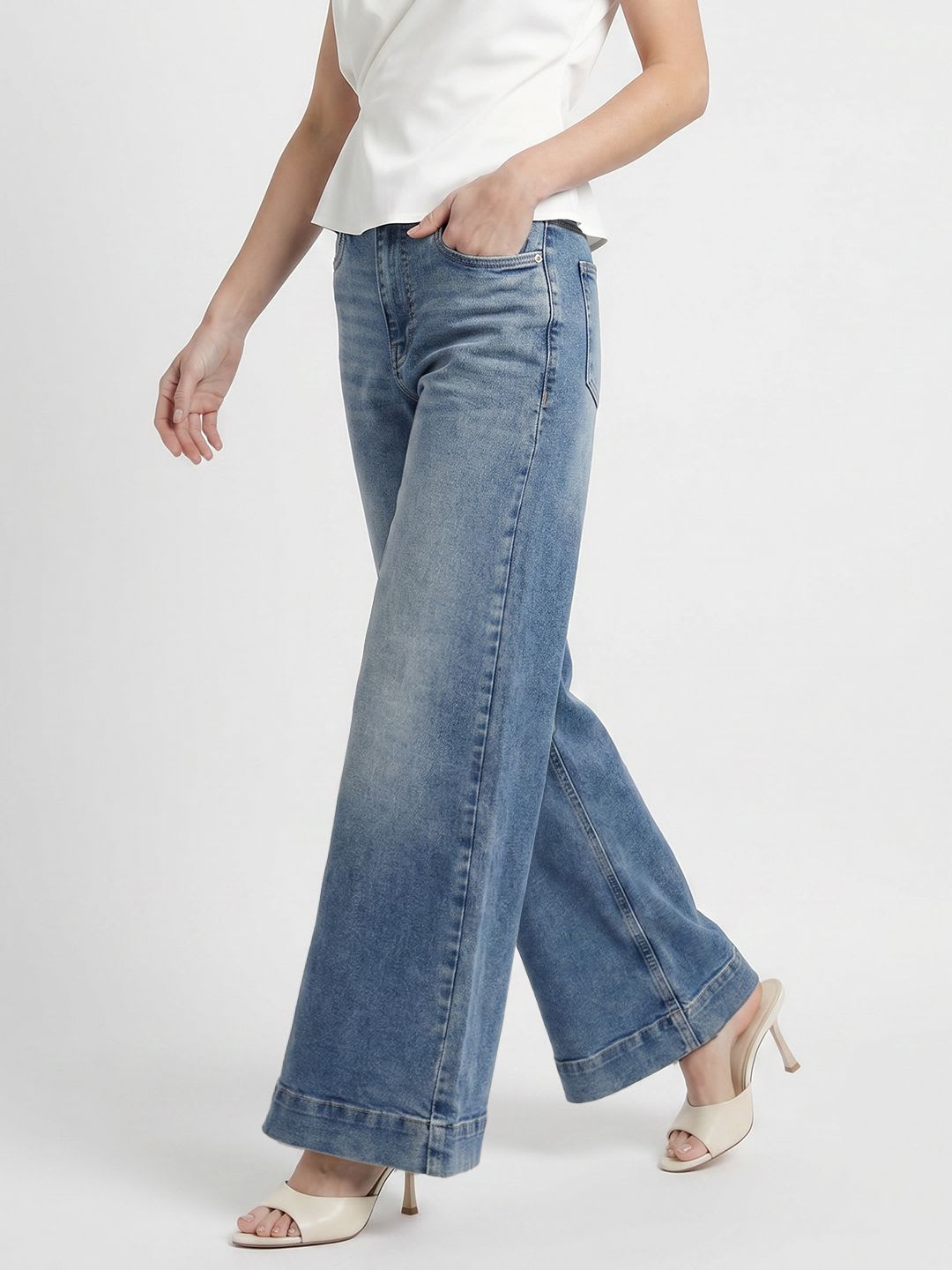 French Connection Women Flared High-Rise Stretchable Jeans - default view