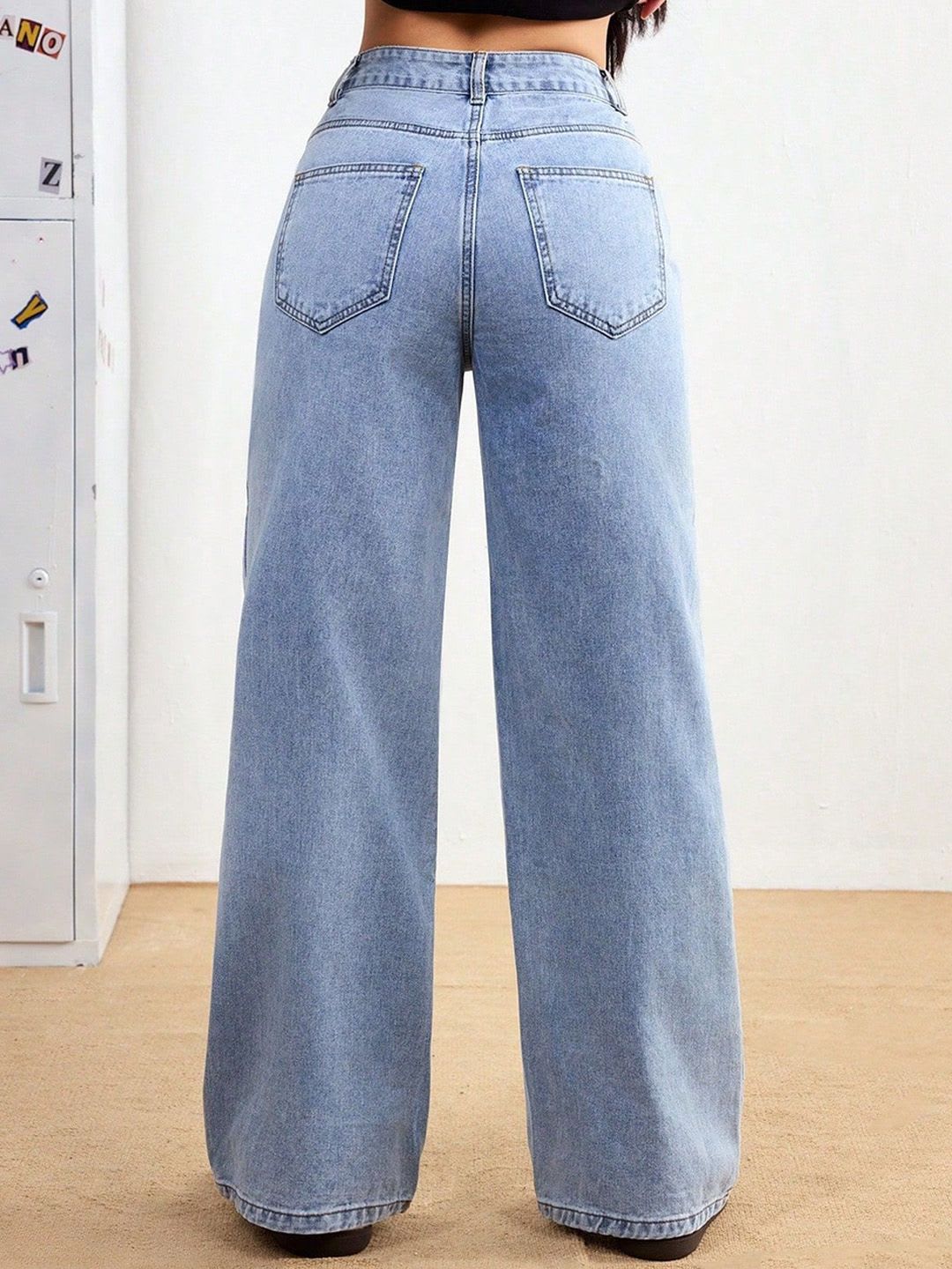 Aadvi Fashion Women Jean Baggy High-Rise Clean Look Stretchable Jeans - back view