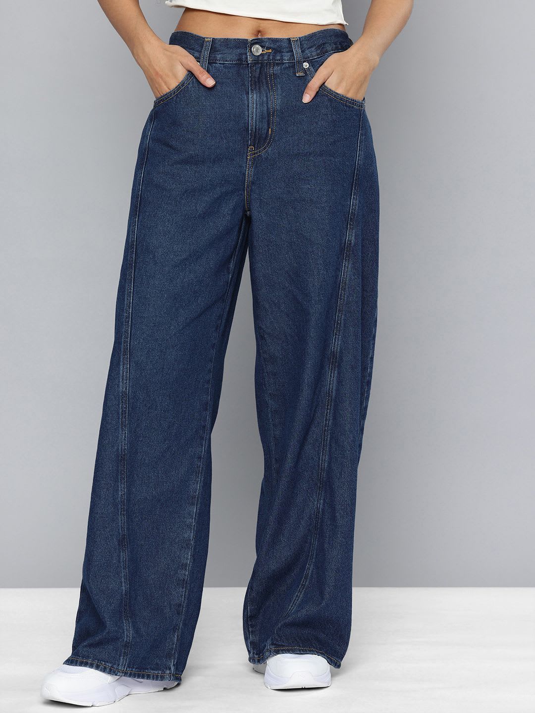 Levis Women's Dark Indigo XL Straight Loose Fit Mid Rise Jeans - default view