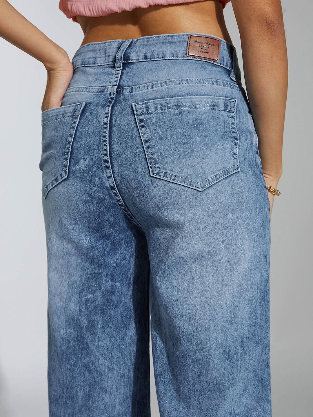 Miss Chase Women's Wide-Leg Clean-Look Regular-Length Stretchable Shaping Denim Jeans - left view
