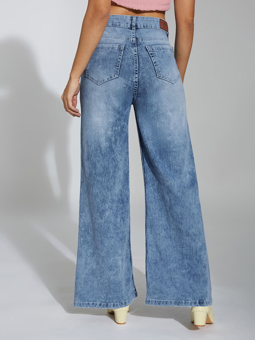 Miss Chase Women's Wide-Leg Clean-Look Regular-Length Stretchable Shaping Denim Jeans - right view