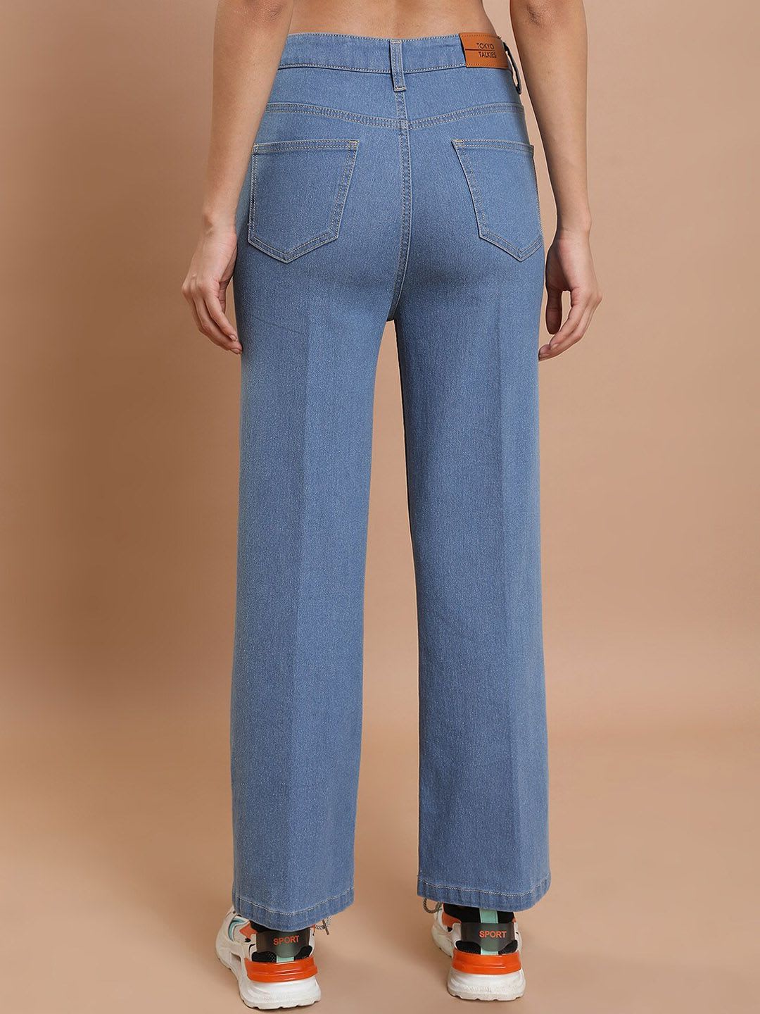 Basics By Tokyo Talkies Women Blue Flared Stretchable Jeans - right view