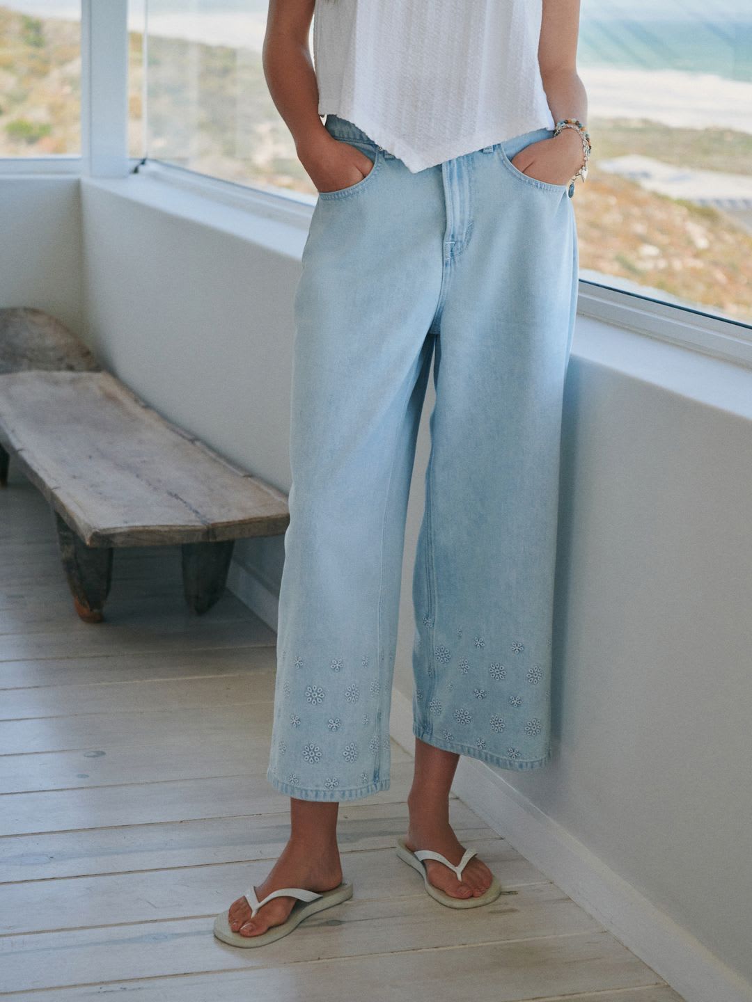 NEXT Women Regular Fit Mid-Rise Light Fade Embroidered Jeans - default view