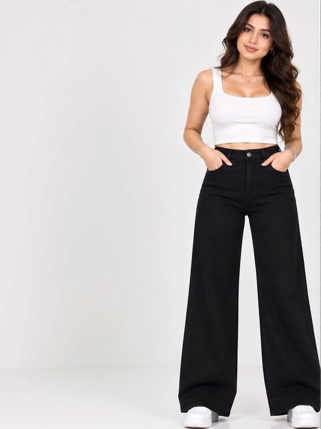 LUUKME Women Wide Leg High-Rise Jeans - default view