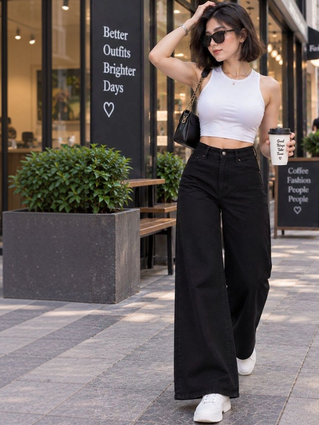 LUUKME Women Wide Leg High-Rise Jeans - default view
