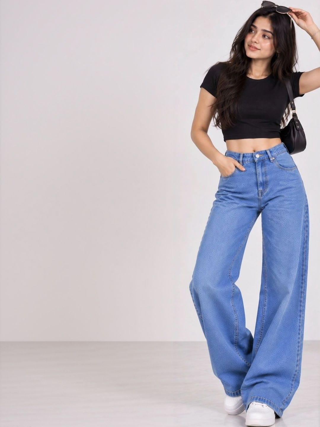 LUUKME Women Wide Leg High-Rise Jeans - default view