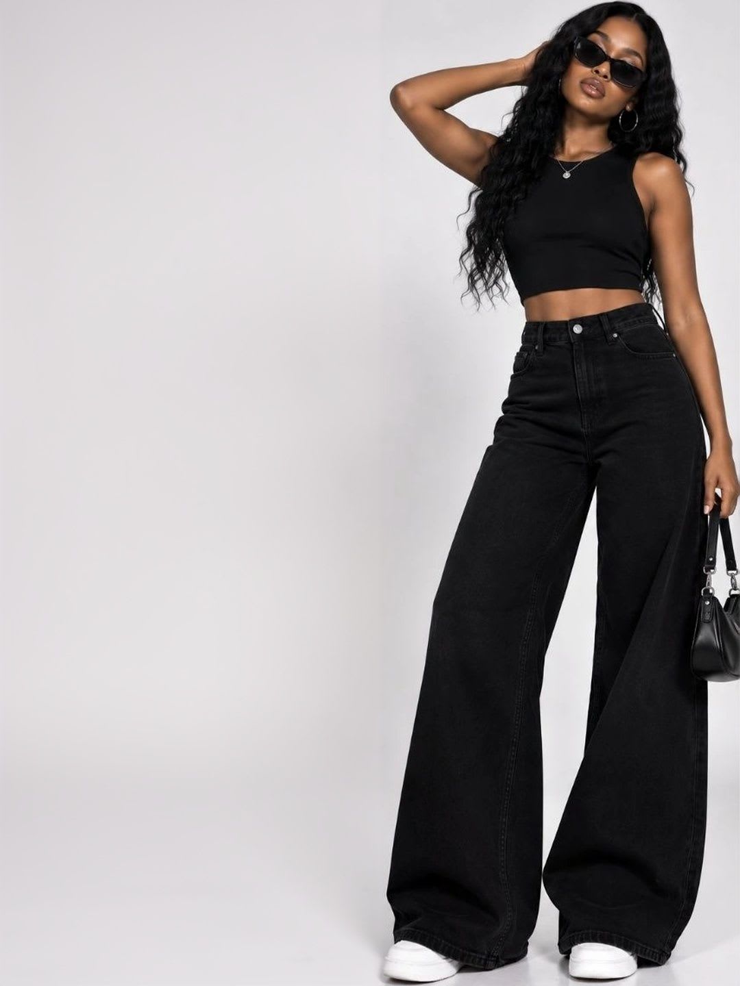 LUUKME Women Wide Leg High-Rise Jeans - default view