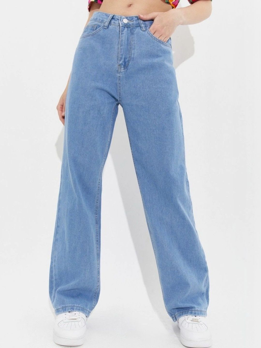 LUUKME Women Wide Leg High-Rise Jeans - default view