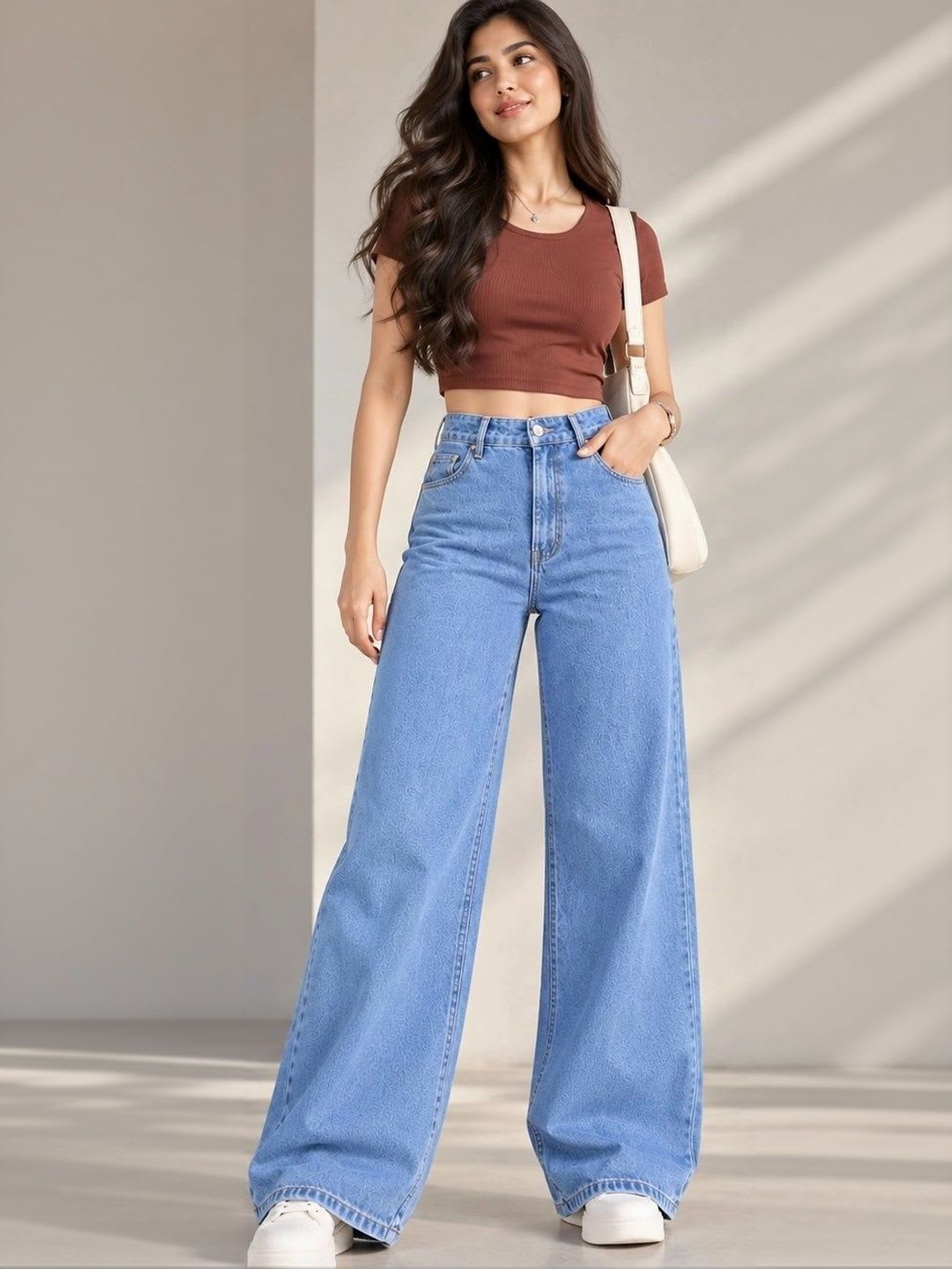 LUUKME Women Wide Leg High-Rise Jeans - default view