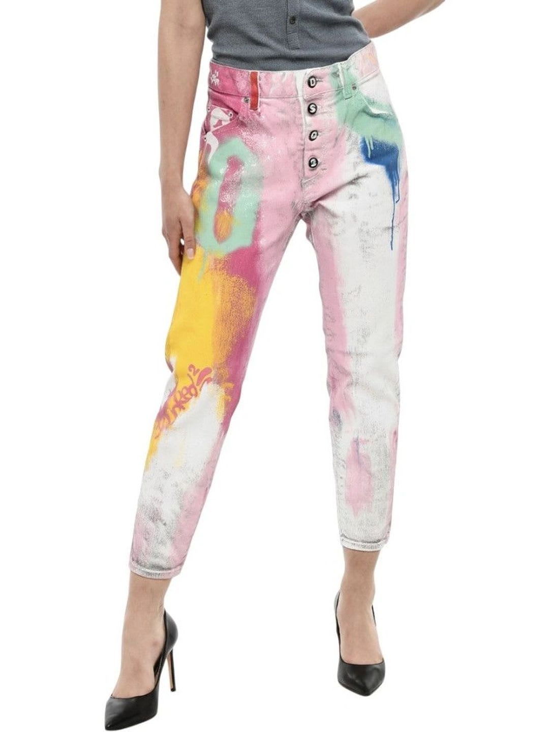 Dsquared2 Women Straight Fit High-Rise Printed Jeans - default view