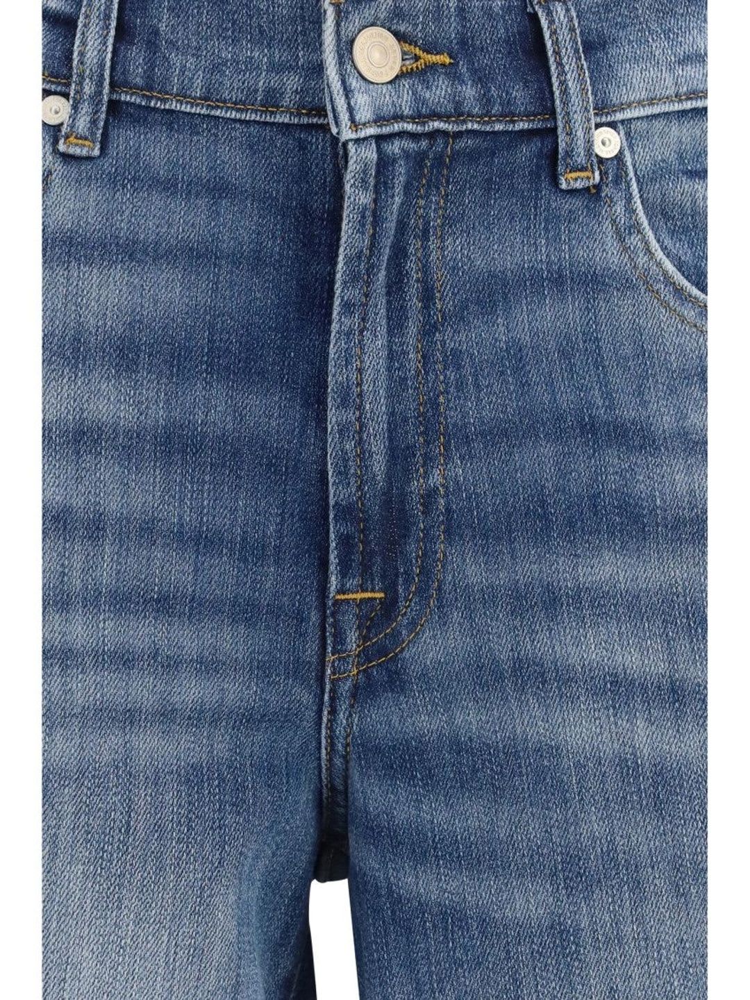 7 For All Mankind Women Straight Fit Mid-Rise Jeans - back view