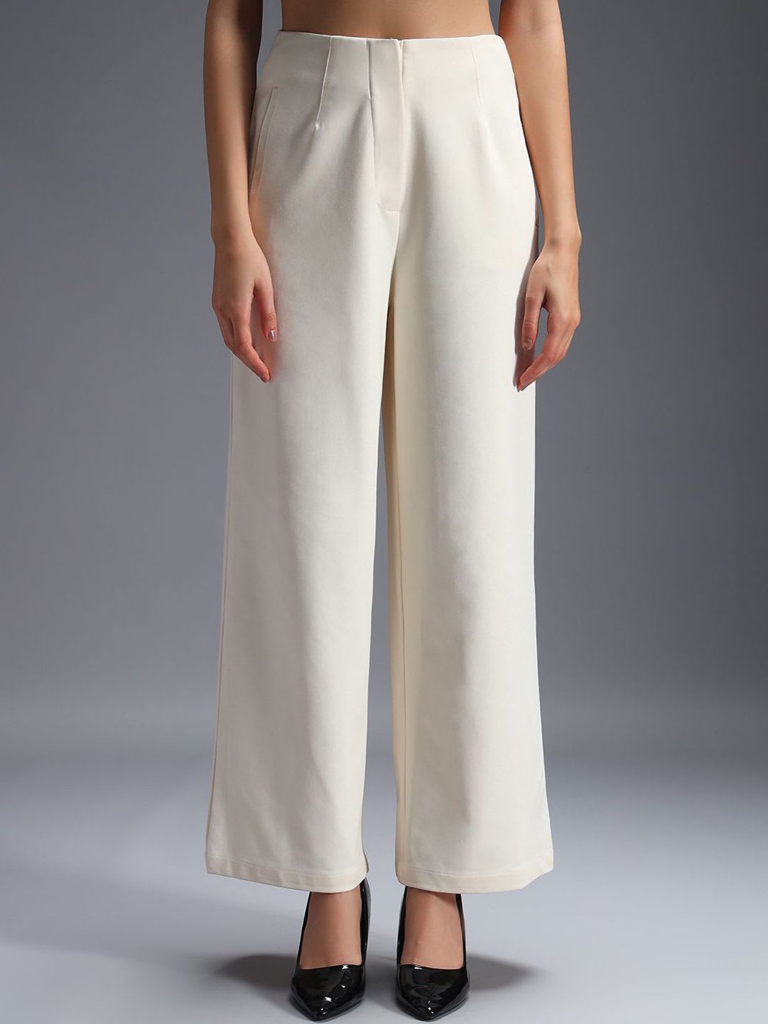 Zastraa Women Relaxed Wide Leg  High-Rise Trousers - default view