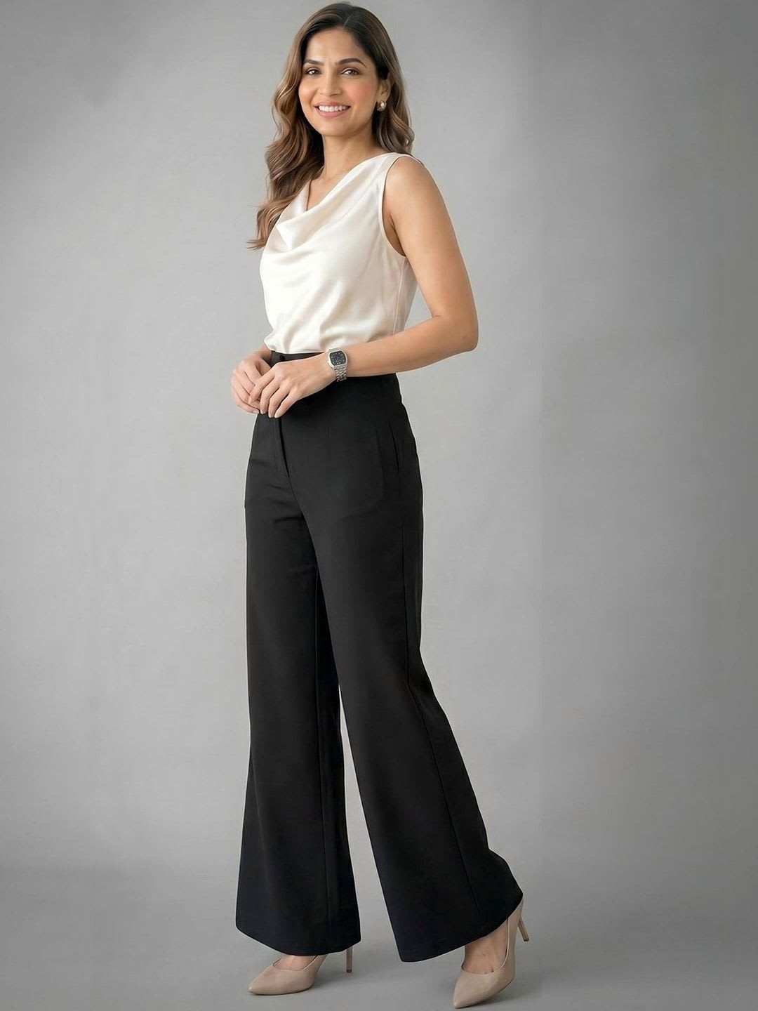 ADDYVERO Women Loose Fit High-Rise Wrinkle Free Trousers - right view