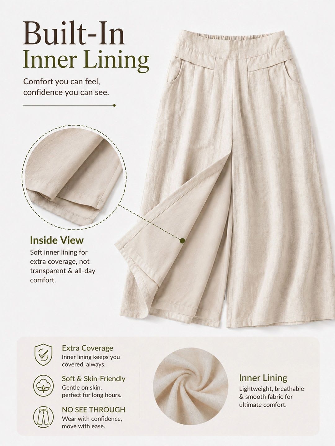 Chemistry Women Relaxed Fit Casual Linen Trousers - top view