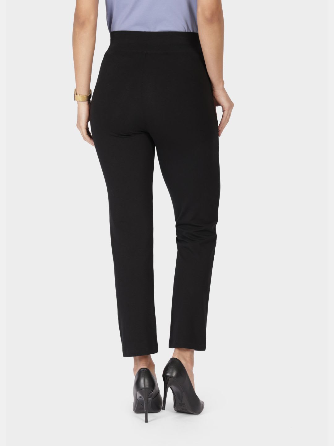 Blissclub High Rise Cotton Straight Pants with Two Side Pockets - right view