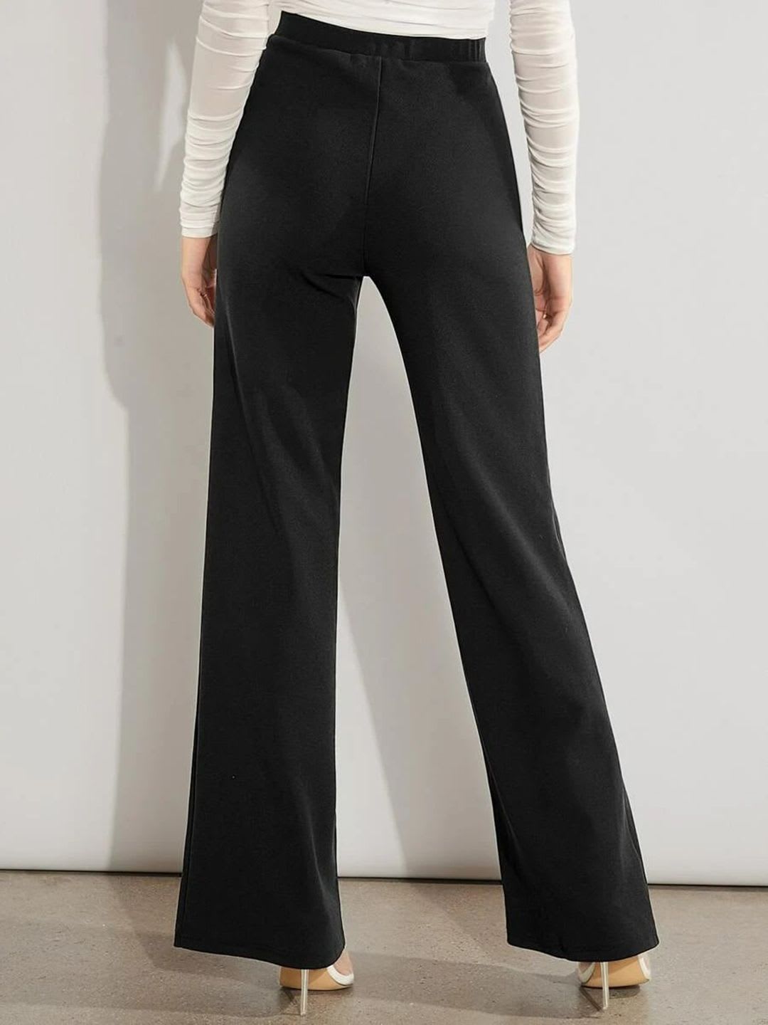 Stylecast X Slyck Women Comfort Wrinkle Free Parallel Regular Fit Trousers - back view