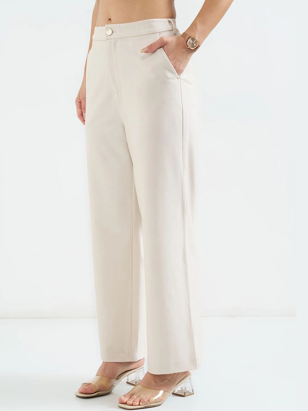 Annabelle by Pantaloons Women Straight Fit High-Rise Trousers - left view