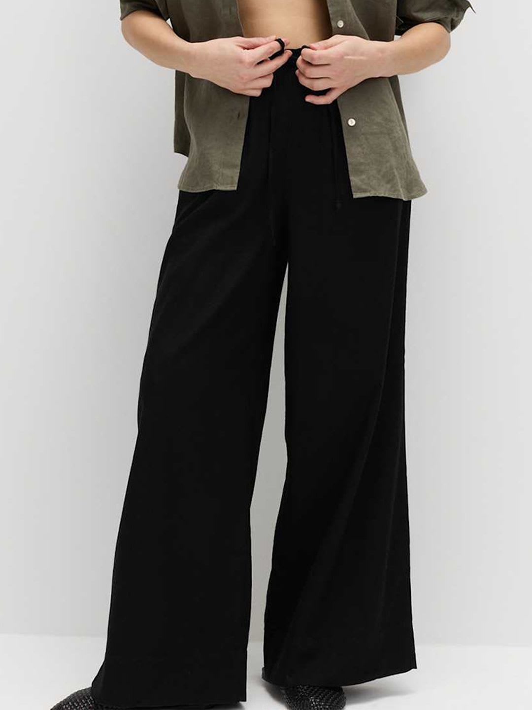 Marks & Spencer Linen Rich Drawstring Wide Leg Trousers - default view