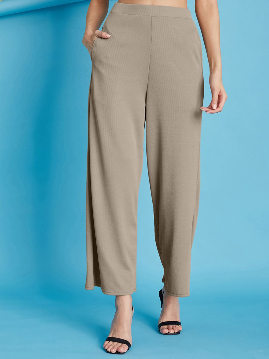 Selvia Women Easy Wash Regular Fit Mid-Rise Pleated Trousers - default view