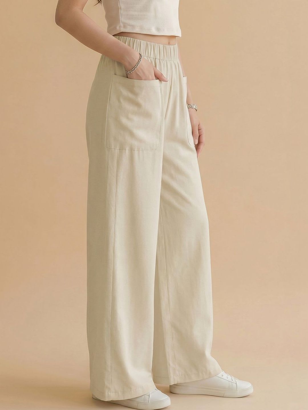 Moda Rapido Women Comfort Flared High-Rise Trousers - default view