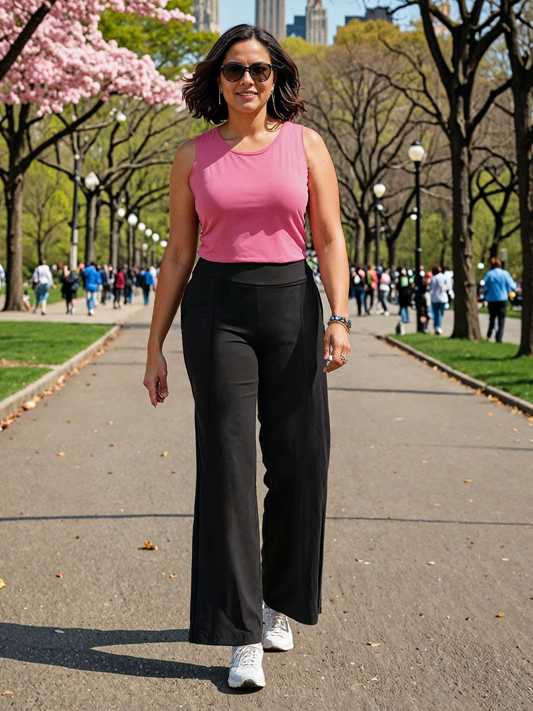 Blissclub Wide-leg high-waisted pants with zippered pockets - default view