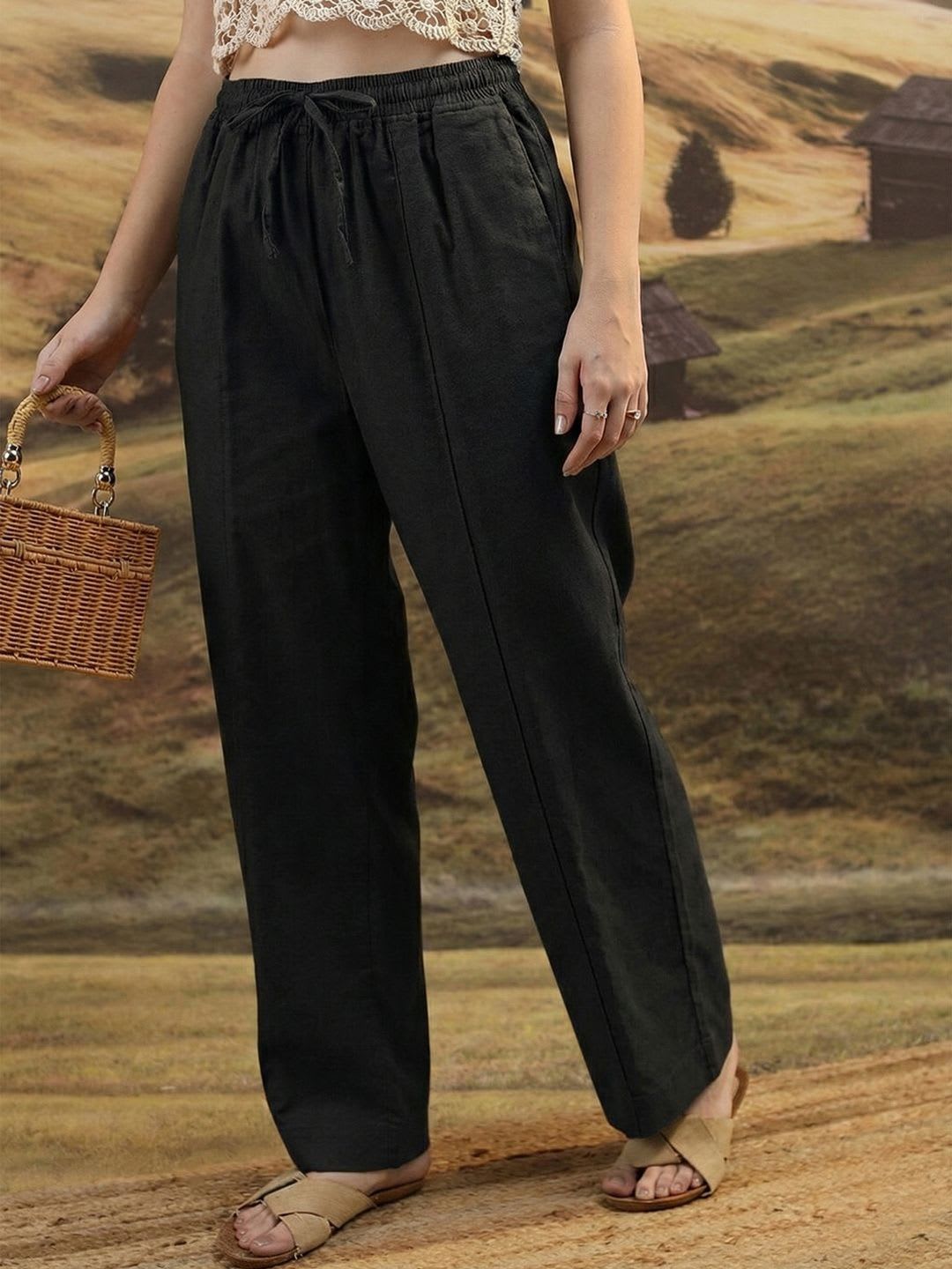 Moda Rapido Women Comfort High-Rise Trousers - back view