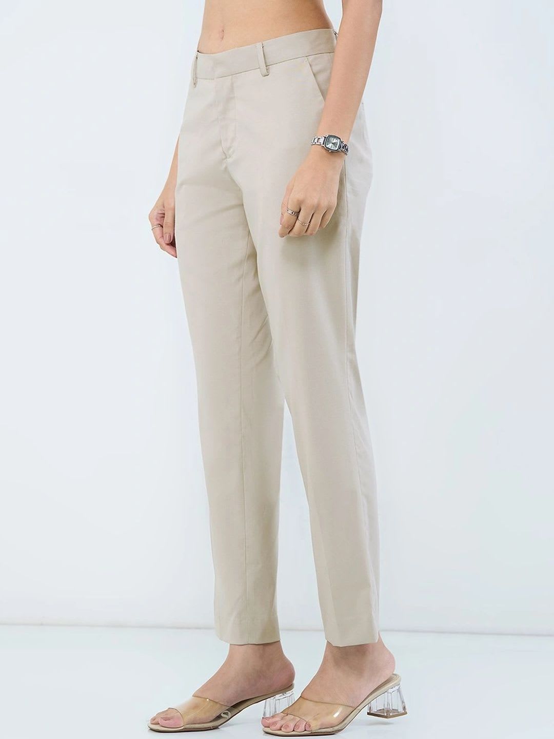 Annabelle by Pantaloons Women Slim Fit Easy Wash Chinos Trousers - left view