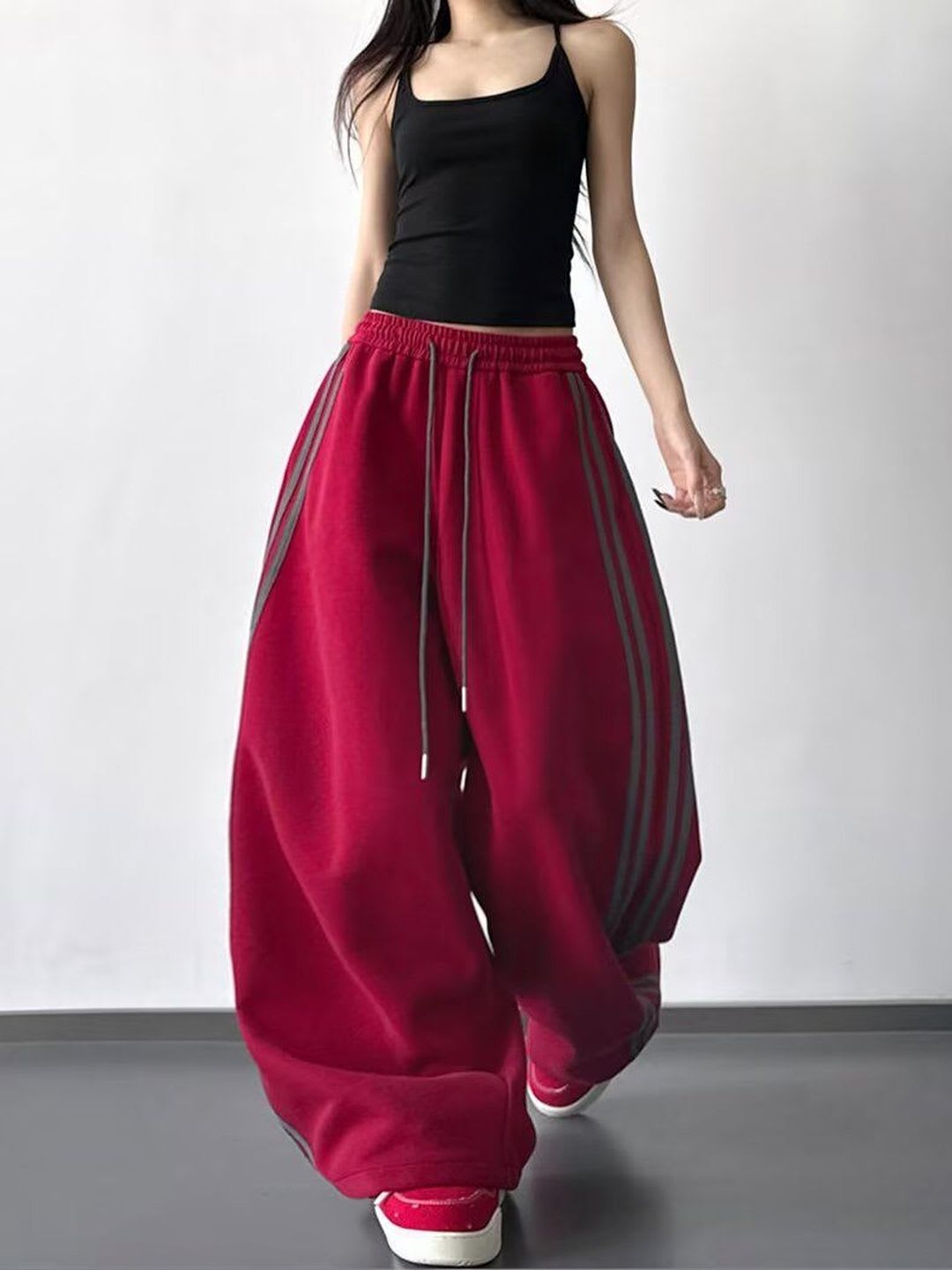 StyleCast x Revolte Women Striped Loose Fit Wide Leg Trousers - default view
