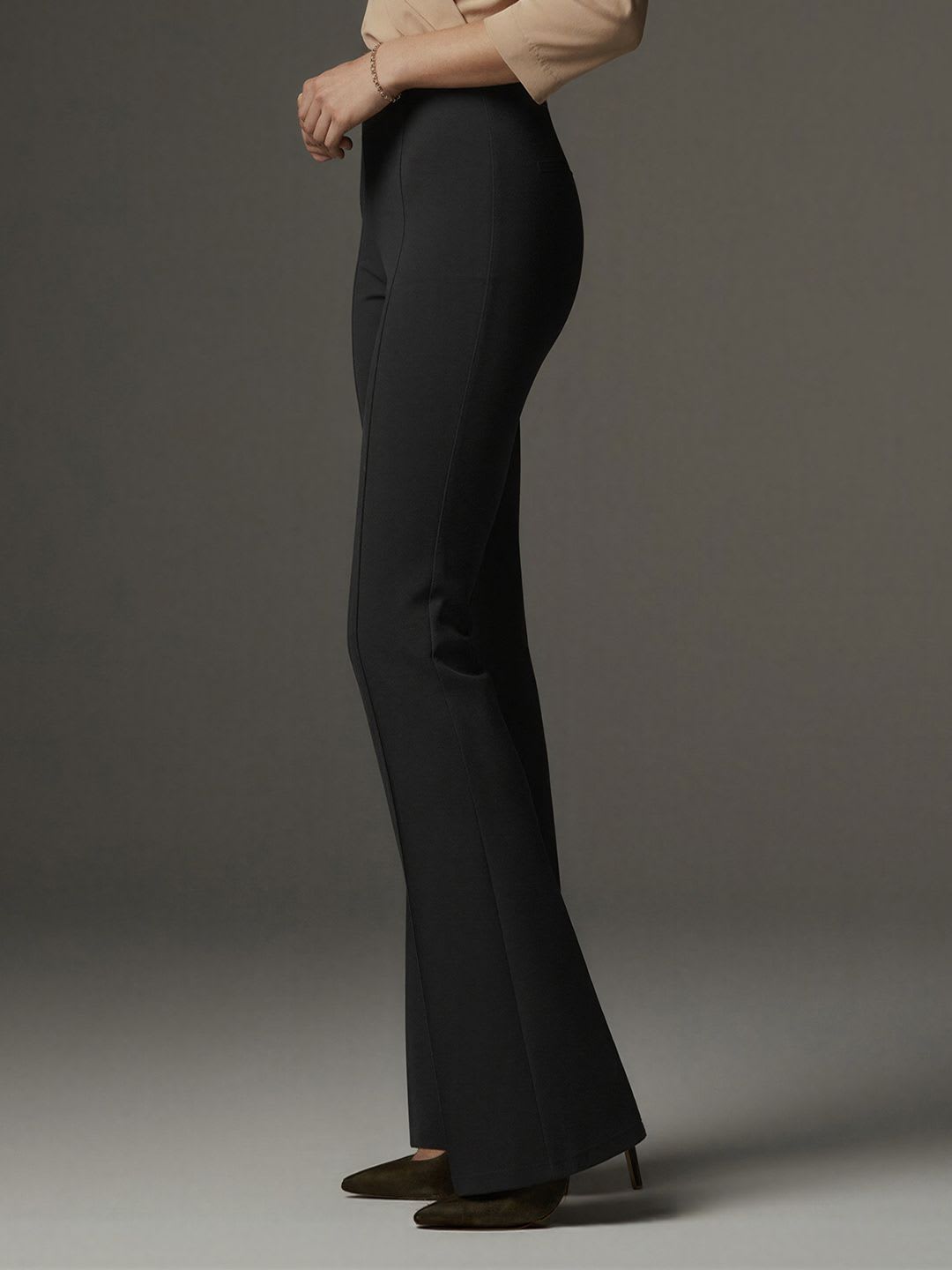 ADDYVERO Women Black High-Rise Easy Wash Wide Leg Trousers - back view