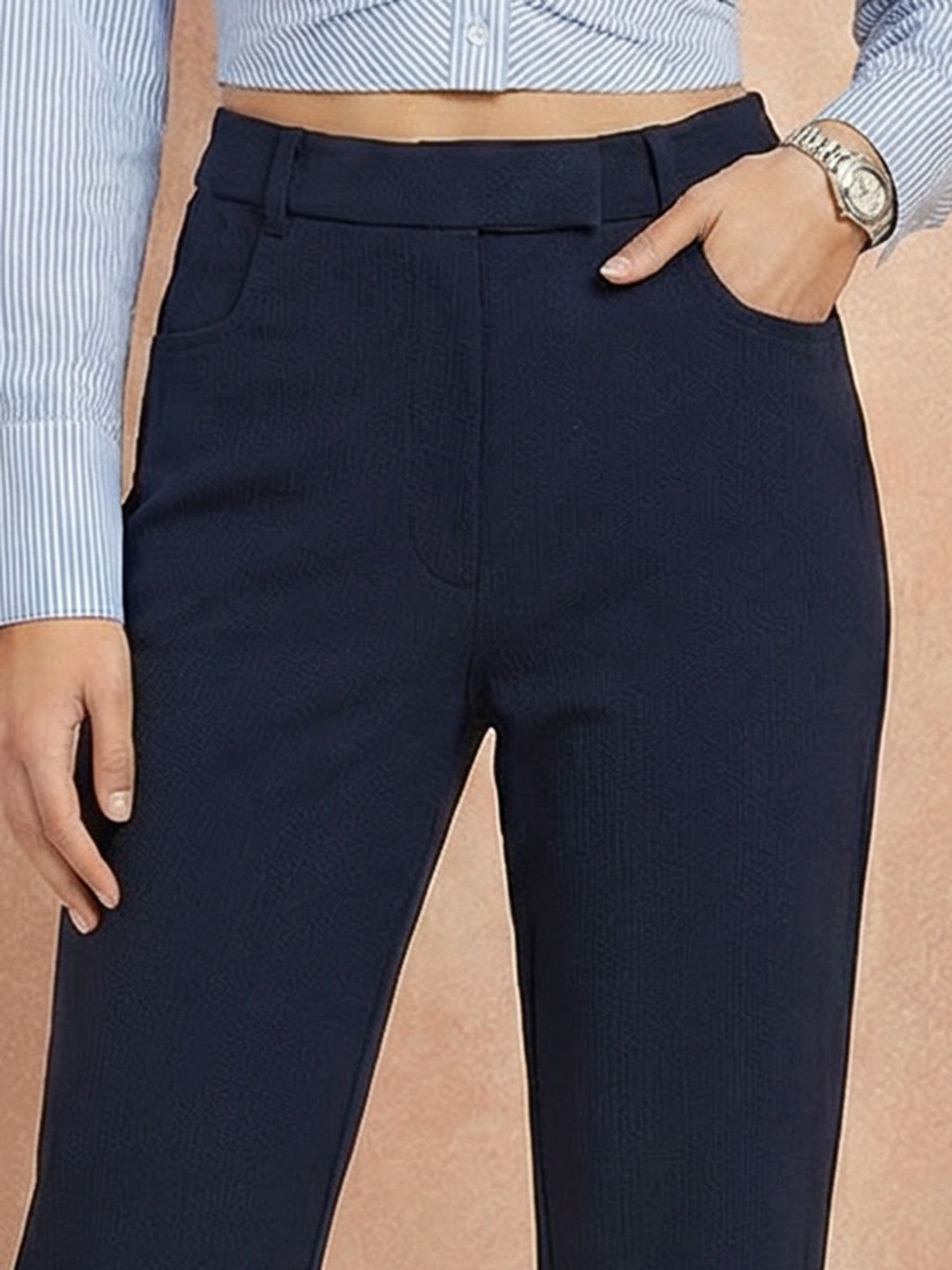 All About You Formals Women High Rise Straight Fit Formal Trousers - right view
