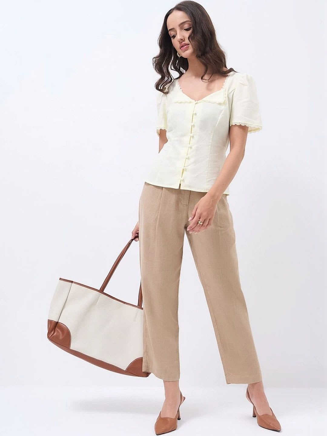 Marks & Spencer Linen Rich Pleat Front Cropped Trousers - default view