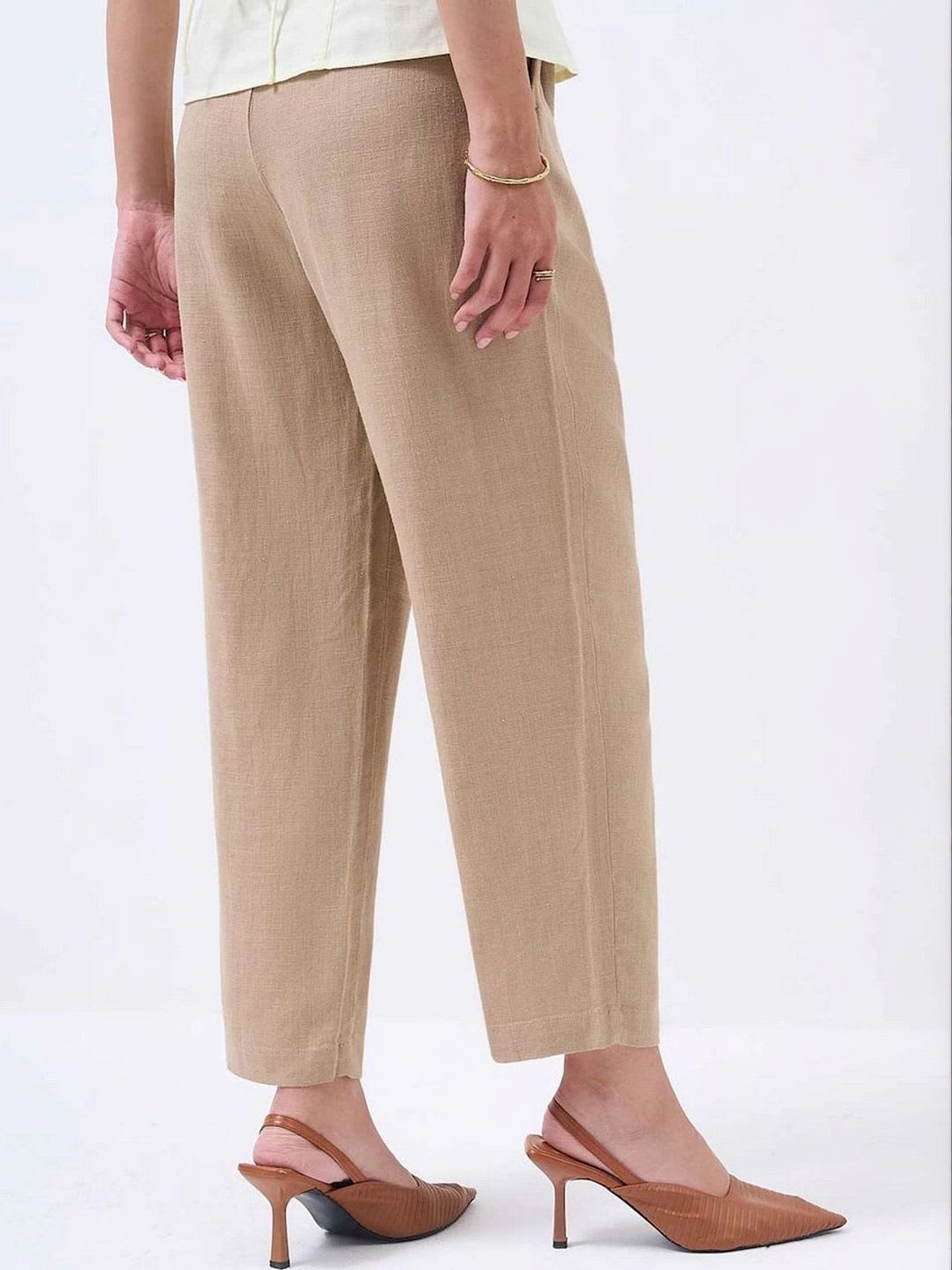 Marks & Spencer Linen Rich Pleat Front Cropped Trousers - right view