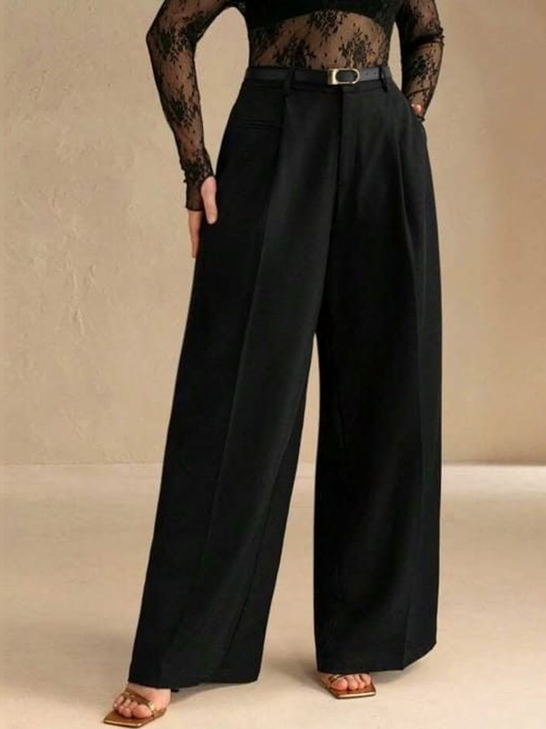 BROADSTAR Women Smart Loose Fit High-Rise Easy Wash Trousers - back view