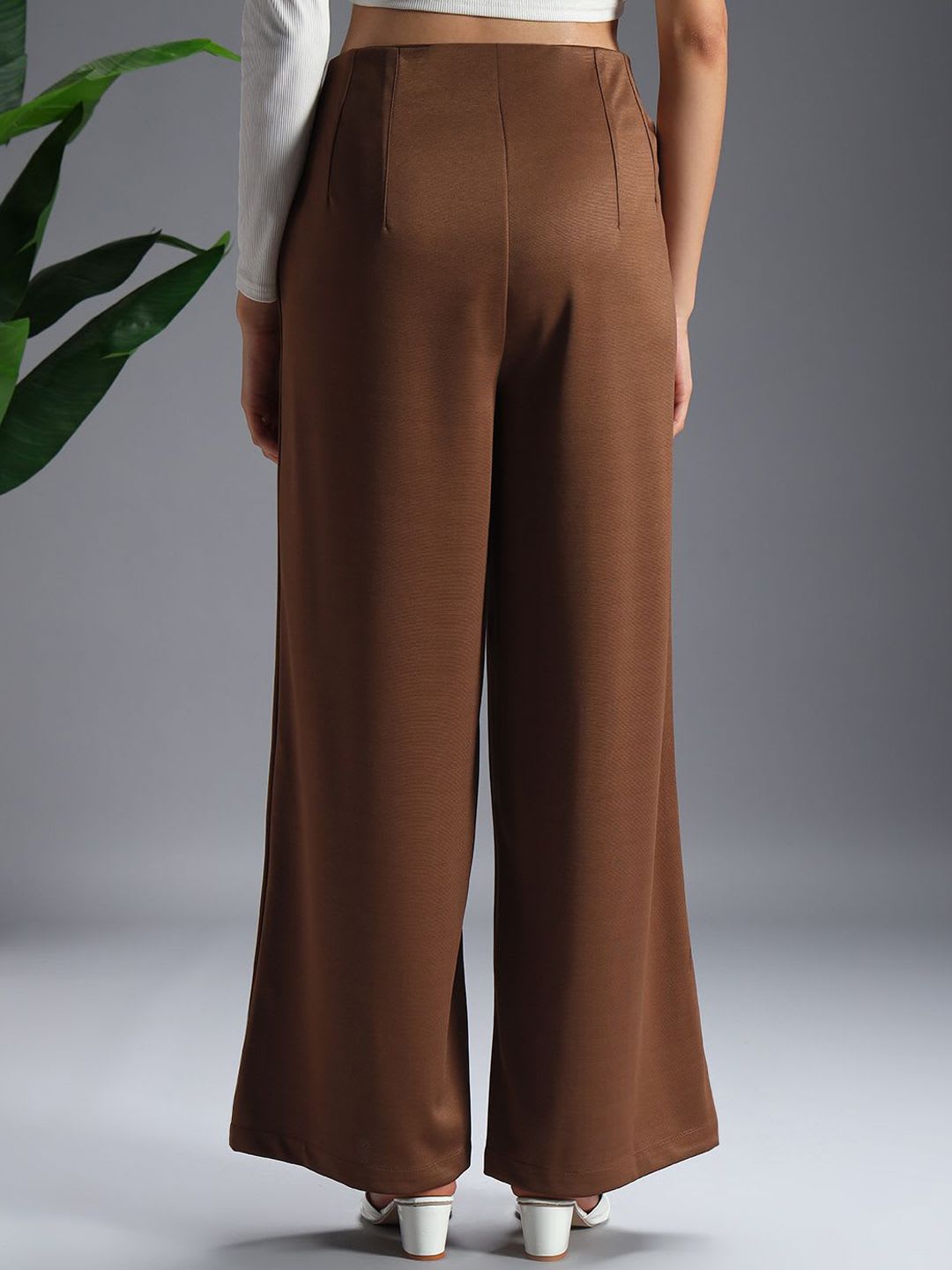 Zastraa Women Relaxed Straight Leg Straight Fit High-Rise Wide Leg Trousers - right view