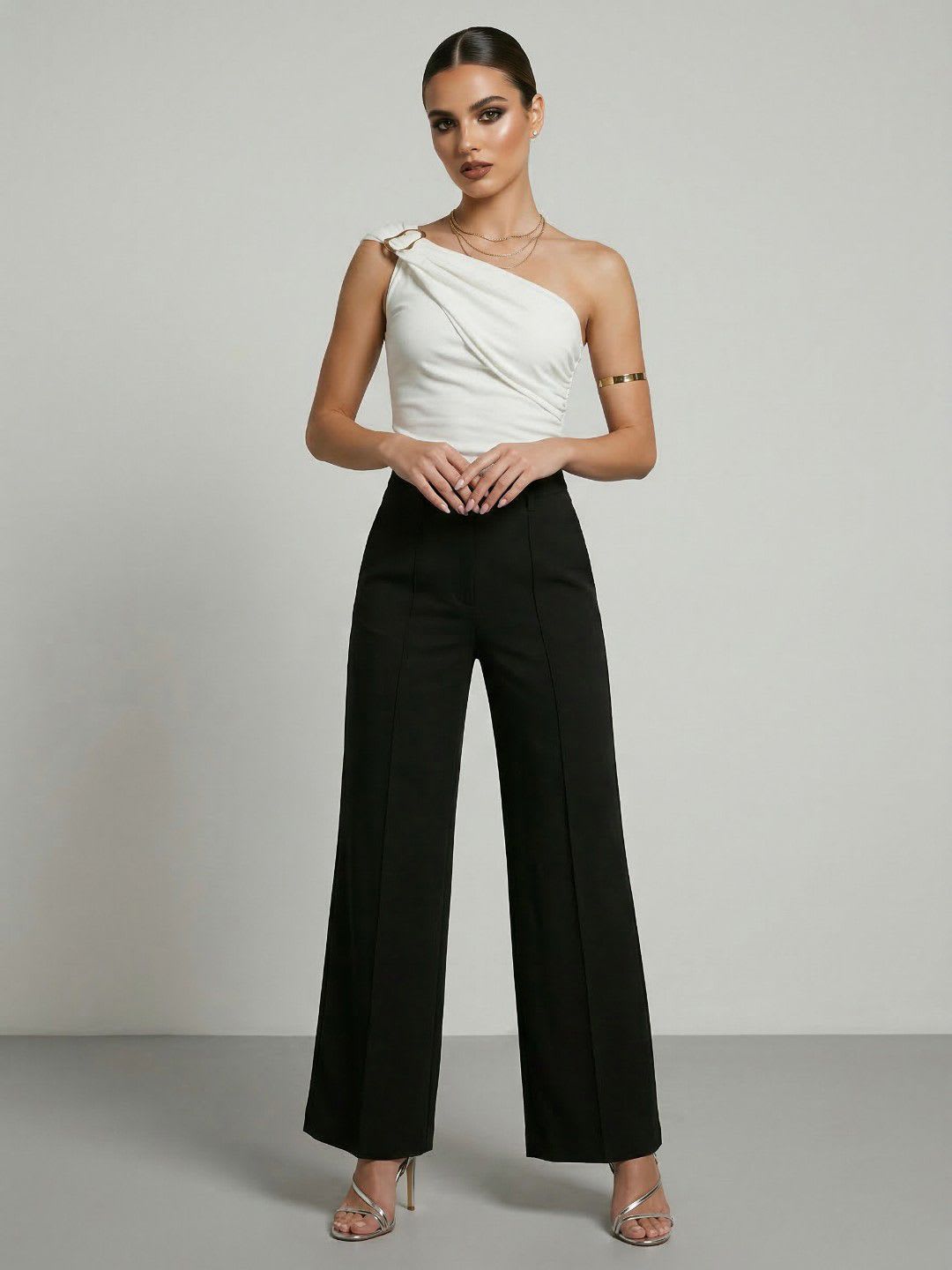 Phosphorus Women High-Rise Wide Leg Trousers - back view