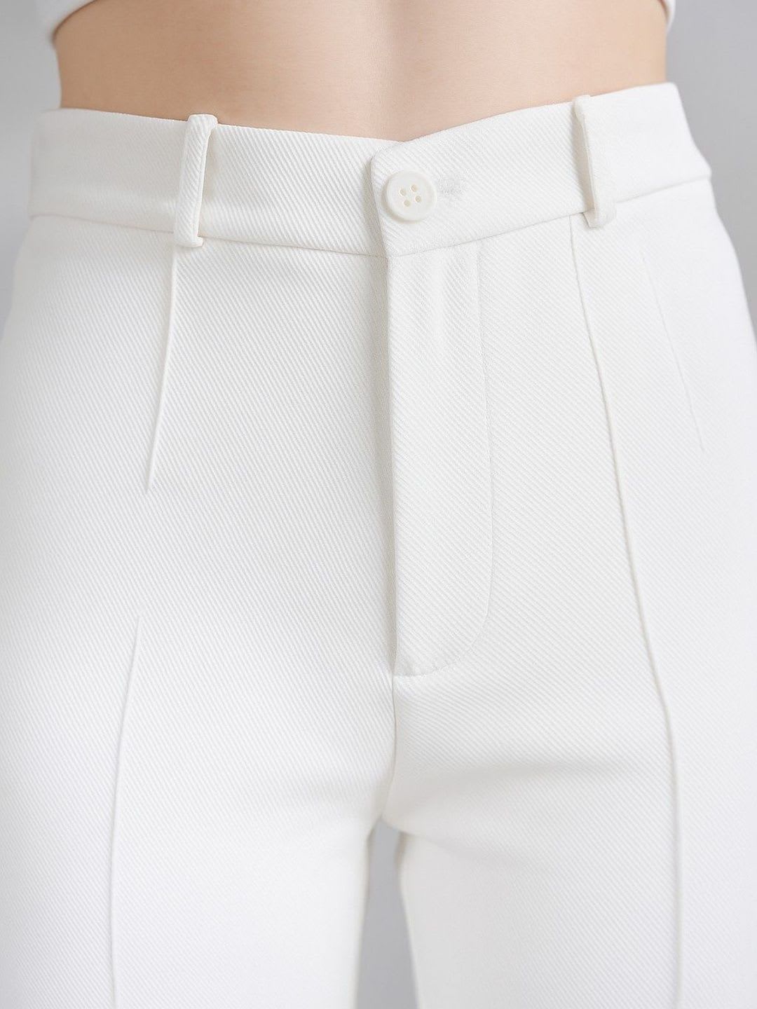 BAESD Women High-Rise Easy Wash Pleated Cotton Regular Fit Trousers - left view