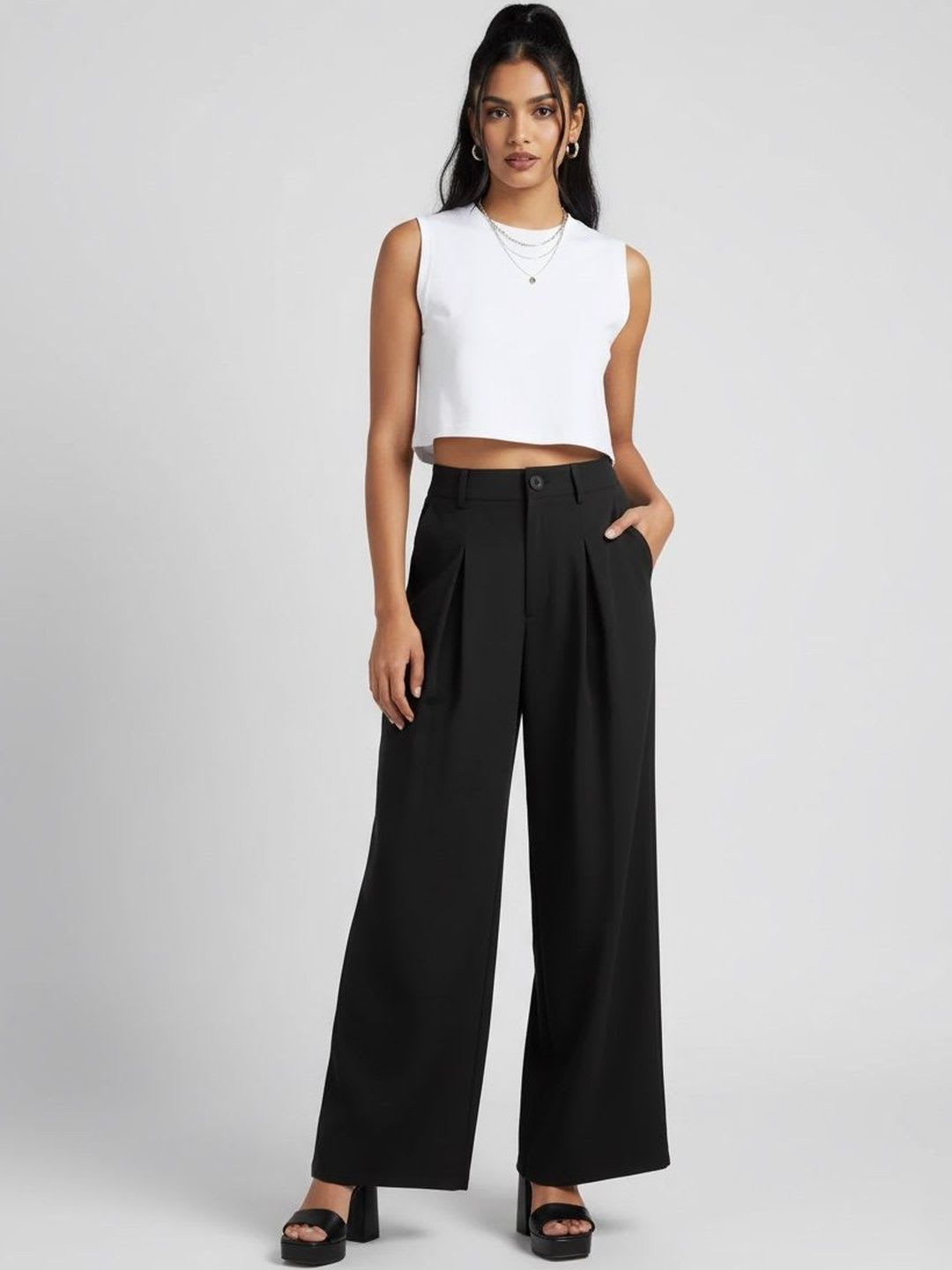 Anouk Rustic Women Relaxed Pleated Trousers - back view