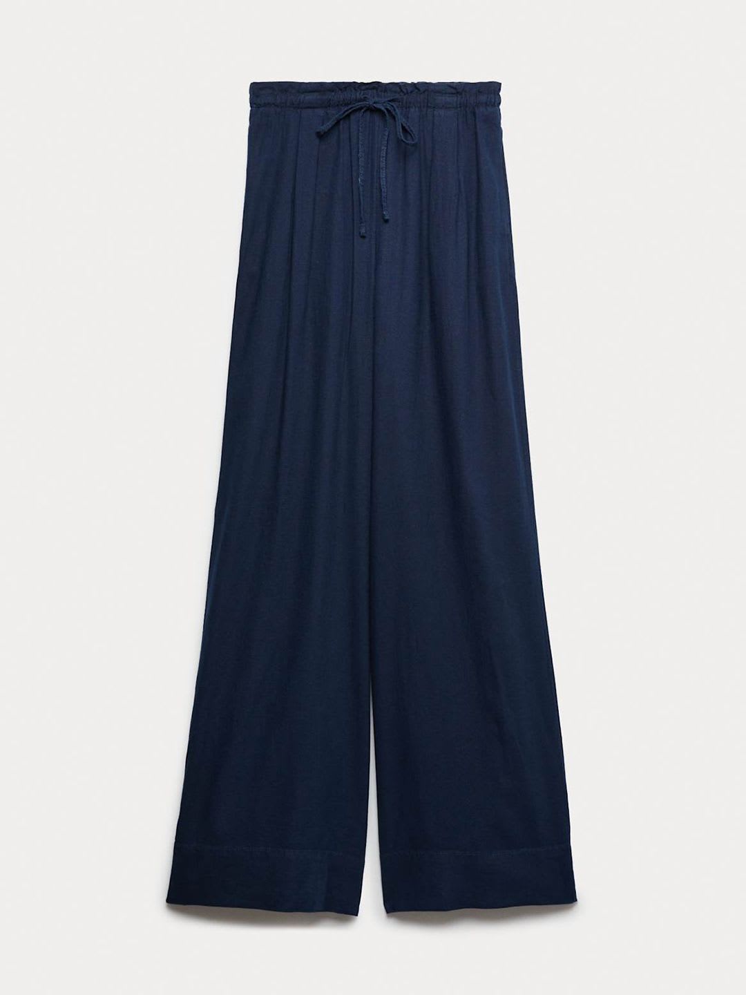 Marks & Spencer Linen Rich Drawstring Wide Leg Trousers - right view