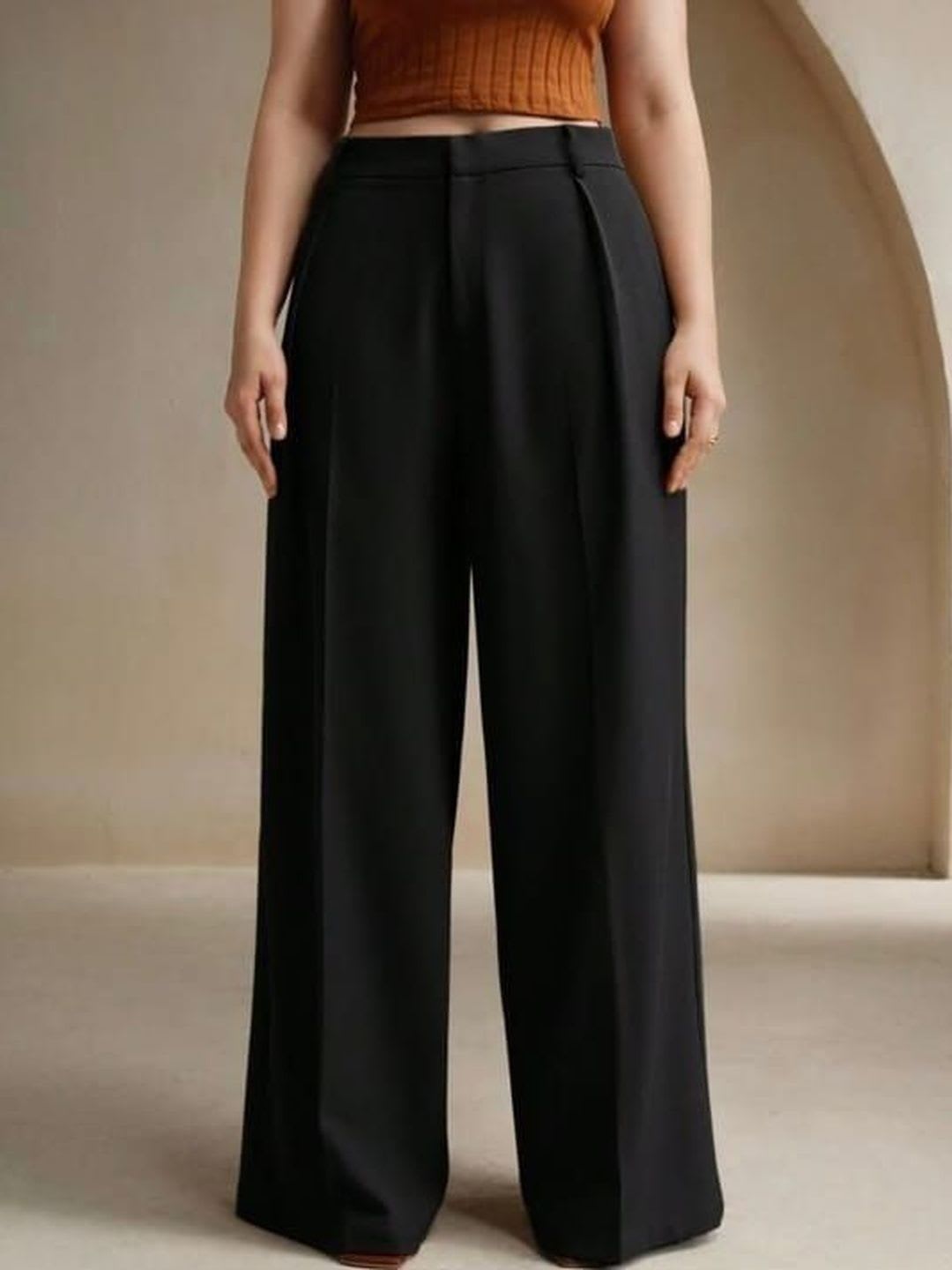 BROADSTAR Women Smart High-Rise Easy Wash Pleated Trousers - left view